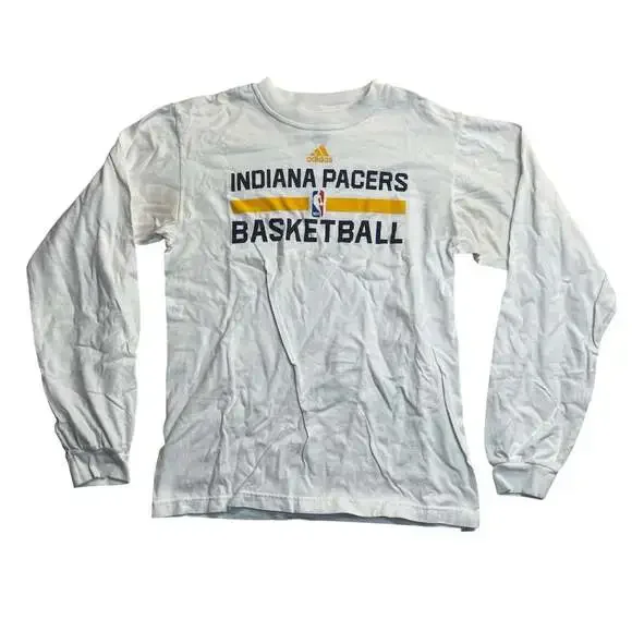 Adidas Indiana Pacers Basketball Long Sleeve T-Shirt Men’s Small White NBA