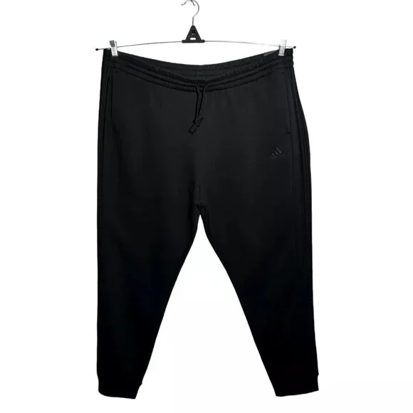 adidas Men's Fleece 3-Stripe Sweatpants 4XL Tall (48x37) Solid Black Tapered Leg
