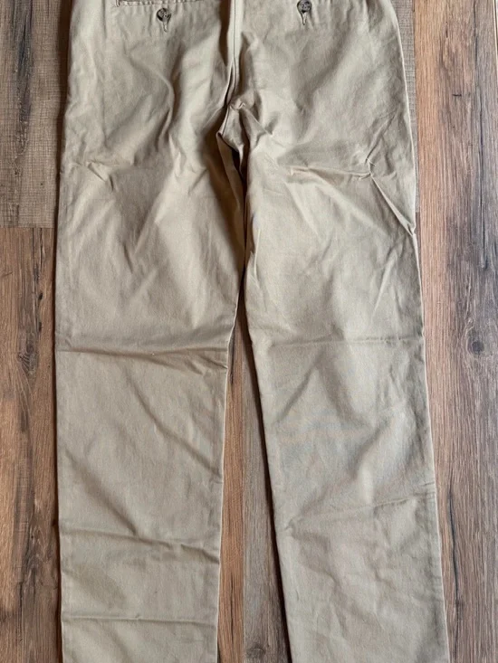 Polo by Ralph Lauren Khaki Straight-Leg Chinos with Green Striped Belt