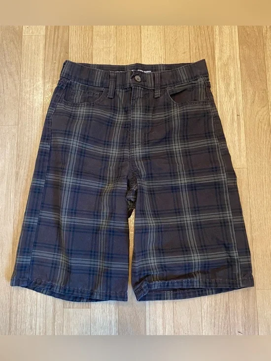 Below Knee Plaid Super Baggy Canvas Brown Boys Shorts Size 12