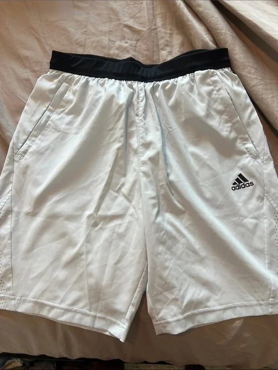 adidas Men’s Light Blue Athletic Shorts with Black Waistband