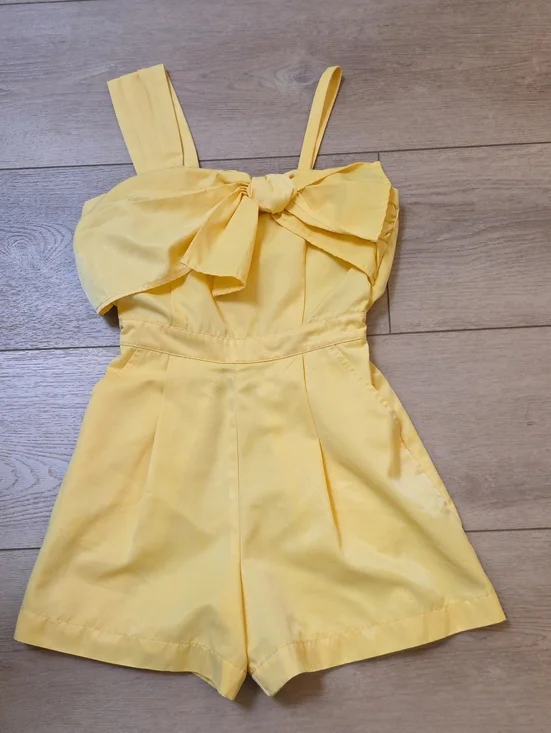 Yellow Tie-Front Girls' Romper