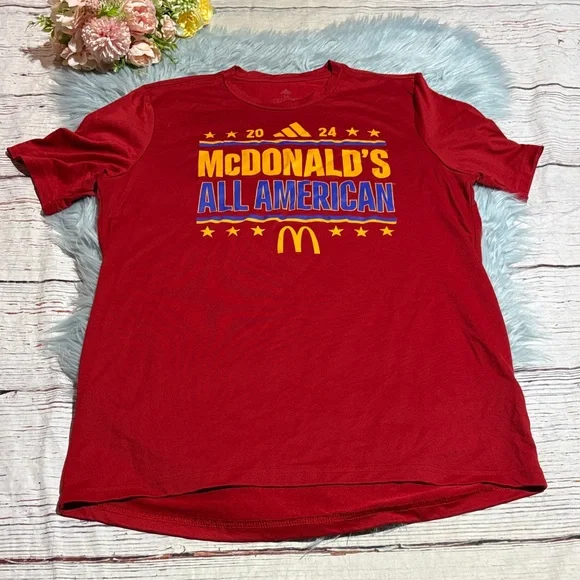 Adidas McDonald's All American Red Short Sleeve Tee Shirt sz M