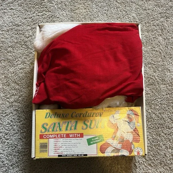 Vintage 1985 Rubies Deluxe Corduroy Santa Suit‎ Fits Size 40-46 Flame Retardant