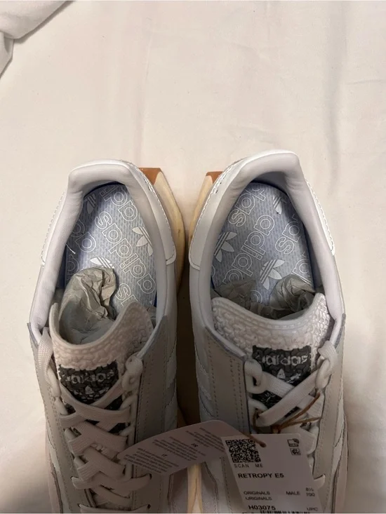 adidas RetroPy E5 White with Tan Accents Men's Athletic Shoes