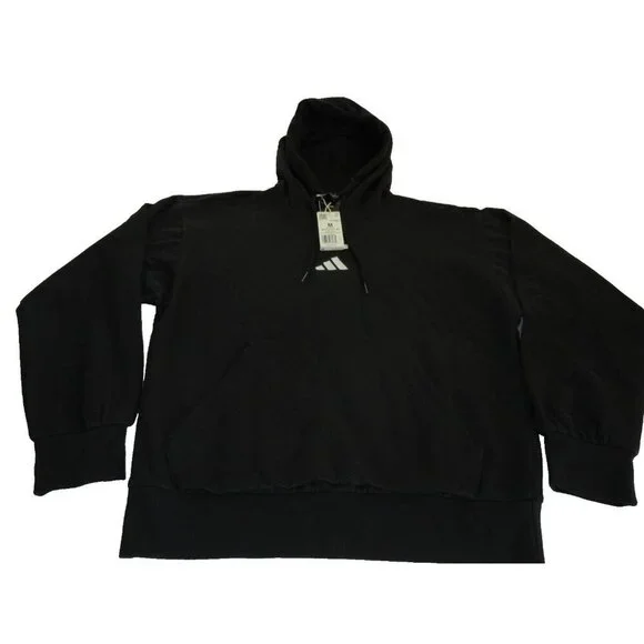 Adidas Men's Feel Cozy HD Hoodie PO Sweatshirt Black White Size Medium NWT