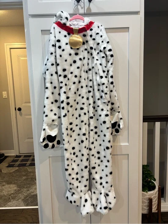 Dalmatian Spot Kids Halloween Costume - White & Black Plush Onesie