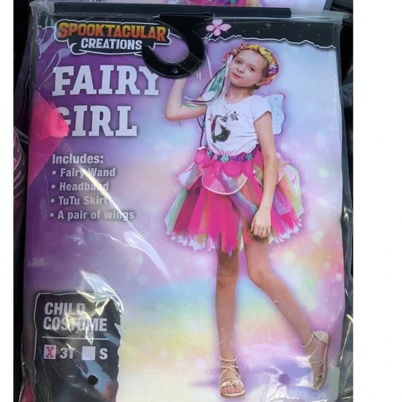 Dress-up play New Girl's Sz 3T/S Fairy Girl Costume Child‎ Wand Wings Headband