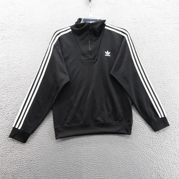 Adidas Originals Funnelneck‎ Track Jacket Small Black Men 1/4 Zip Pullover NWT