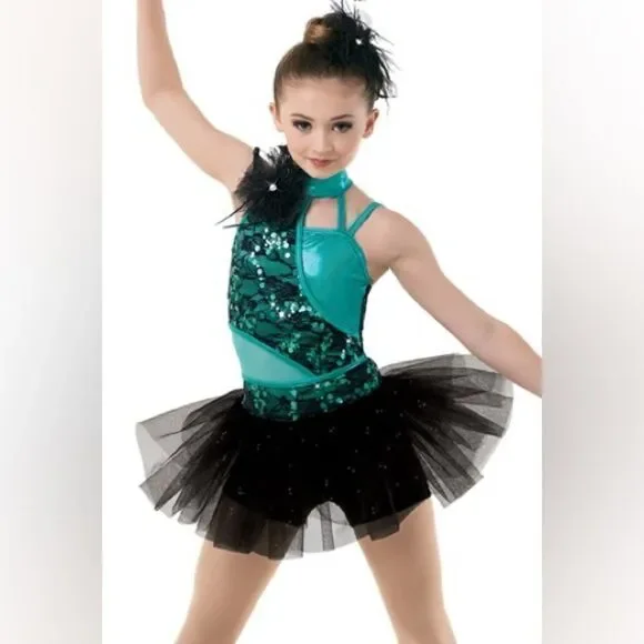 WEISSMAN Dance costume ballet feather Kelly green tutu U Got The Look 10488 SA