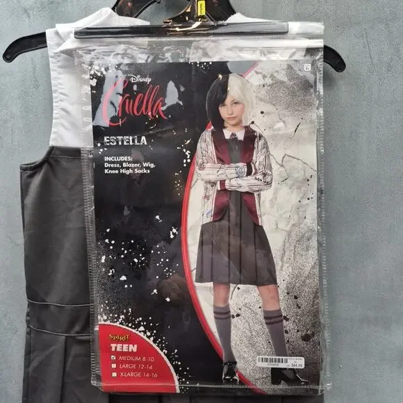 Cruella de Vil Estella Cruella Teen Costume Juniors Medium 8-10 New READ