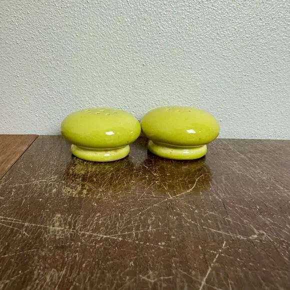 Vintage Chartreuse yellow green mushroom Vintage MCM Retro Salt & Pepper Shakers