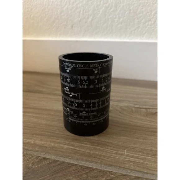 VTG 1970‎ Universal Circle Metric Converter Pencil Holder Caddy Black Hong Kong
