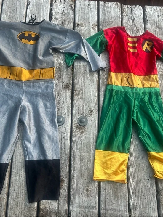 Vintage Batman Robin Costume Set Kids Playsuit Jumpsuit DC Comics 90s dress up