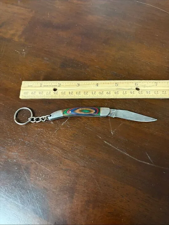 Hand crafted 5” folding Damascus steel keychain