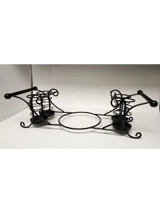Buffet Caddy Black Wrought Iron Plates Flatware Holder 24x9x11