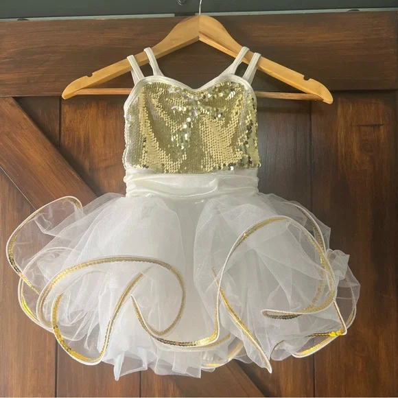 Weissman Gold and White Sequin Girls SC‎ Tutu Kids Costume Dress