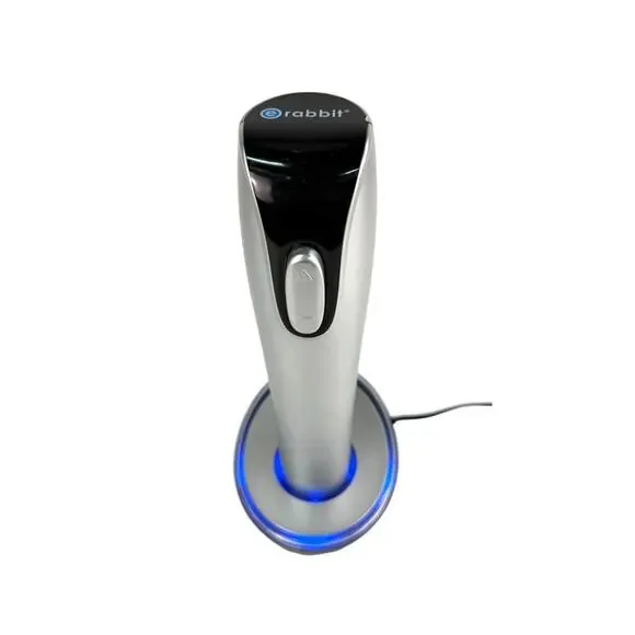 Rabbit Electric Wine Opener W9200 W/ Blue Lighted Charging Base Silver‎