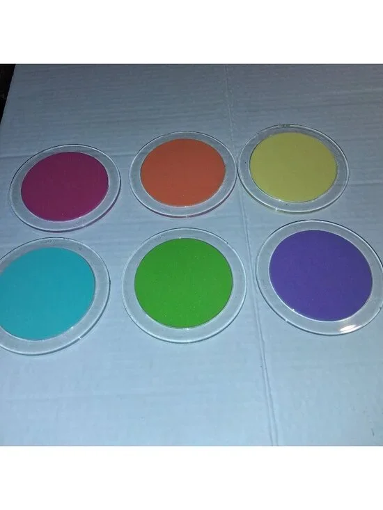 Colorful Round Acrylic Coasters Set Of 6 - Pink Orange Yellow Blue Green Purple