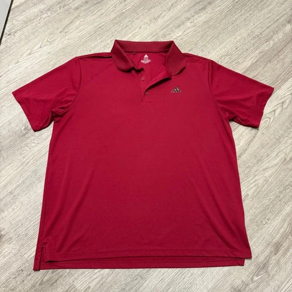 Adidas Mens Primegreen Polo Shirt 2XLT Burgundy Red‎ Short Sleeve Performance