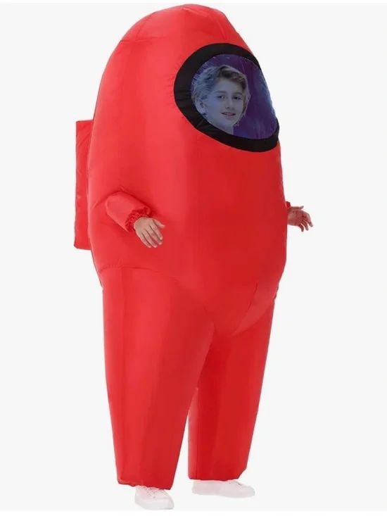 Among Us astronaut kids inflatable Red costume, on Funny Halloween Spacesuit