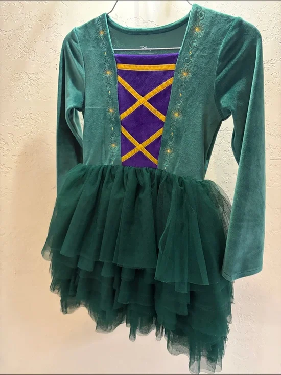 Disney Emerald Green Tulle Princess Dress with Purple & Gold Bodice
