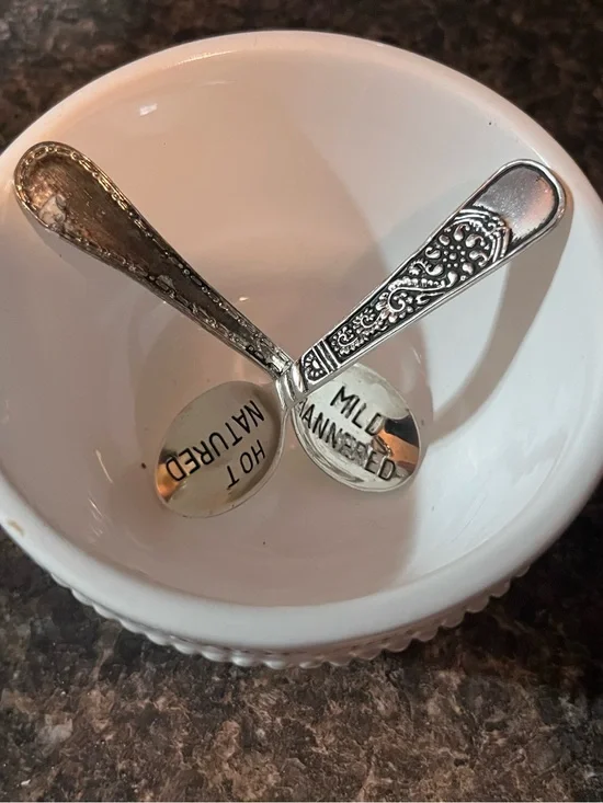 White Ceramic Serving Bowl with Silver Accent Spoons