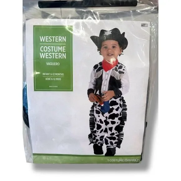 Infant Cowboy Costume 6-12M Baby Western Outfit Hat Scarf Toy Story Woody Jessie