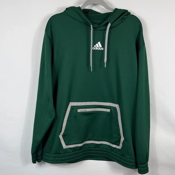 Adidas‎ Forest Green Team Issue Hoodie with Gray Accents. Men’s Size XL. Pockets