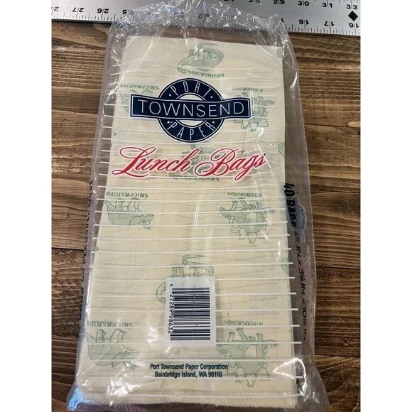 VINTAGE  Paper LUNCH BAGS w ORIGINAL Opened Packaging Yellow Dinosaur Port Wash