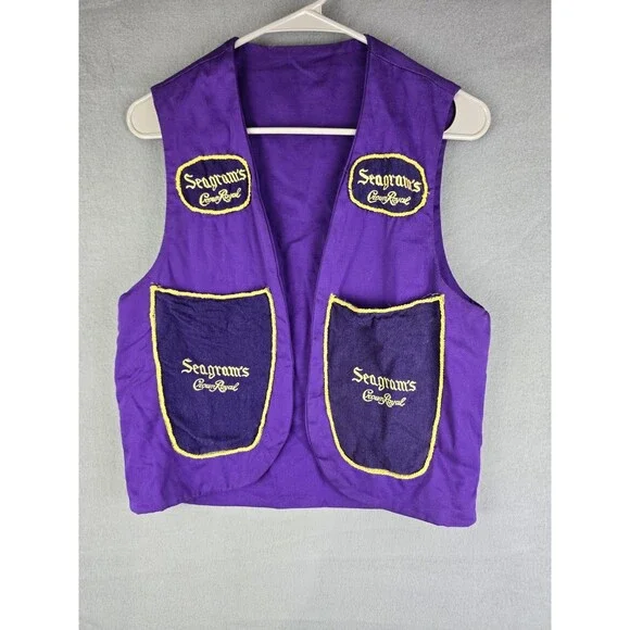 Handmade Crown Royal Seagrams Vest Women Medium Purple Upcycled Whiskey Festival