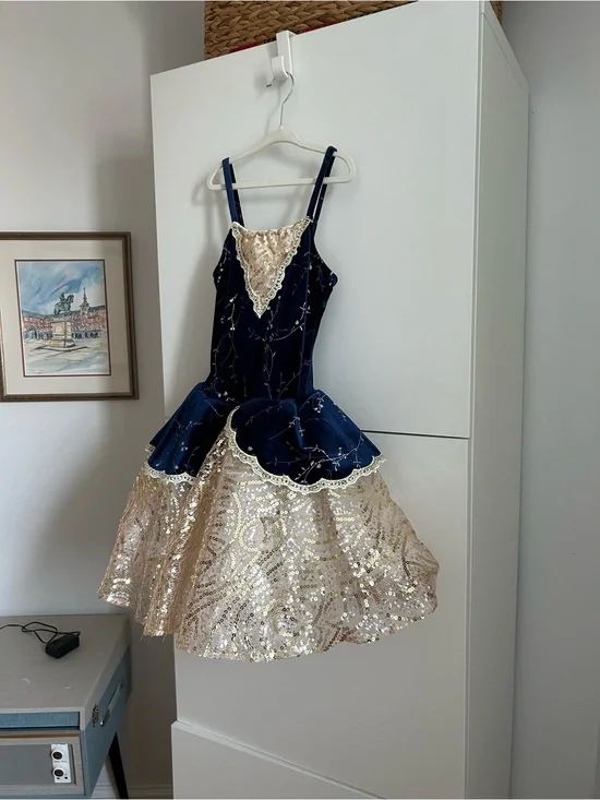 Revolution Dancewear “River Waltz” Navy and Gold Sequin Dance Costume - LC