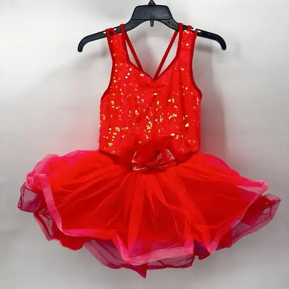 Weissman Go Bananas Tangerine Neon Orange Pink Sequin Tutu Feathers 13837 XXLC