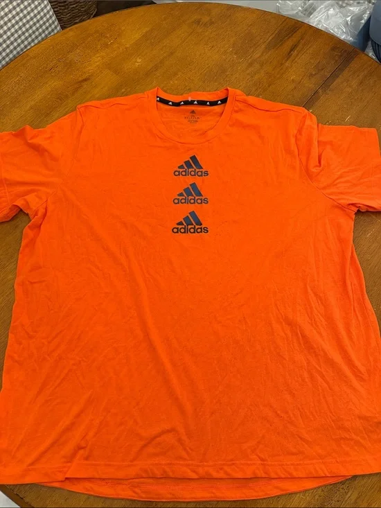adidas Orange Short Sleeve Tee with Stacked Logo