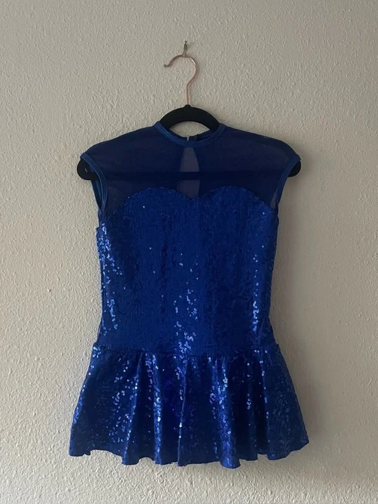 Revolution Dancewear Royal Blue Sequin Dance Costume Lyrical Jazz Girl’s Medium
