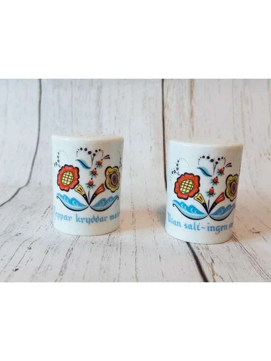 VTG Berggren Originals Swedish Folk Art Porcelain Salt and Pepper Shaker Set