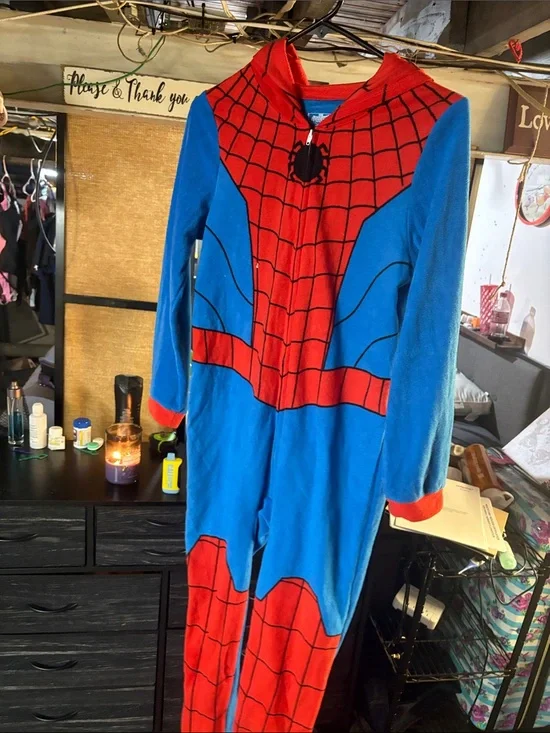 Marvel Red & Blue Spider-Man Fleece Onesie Costume for Kids
