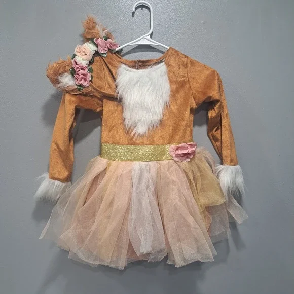 Spirit Halloween Girls Fox Costume Brown Tulle Tutu Headband Woodland Fairy S
