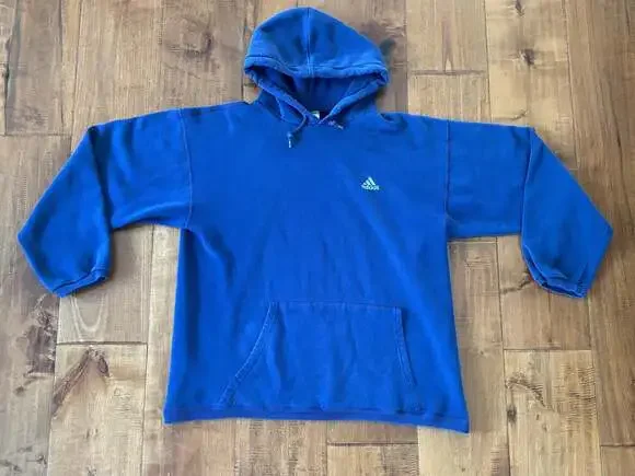 Vintage Adidas Embroidered Logo Pullover Hoodie Blue