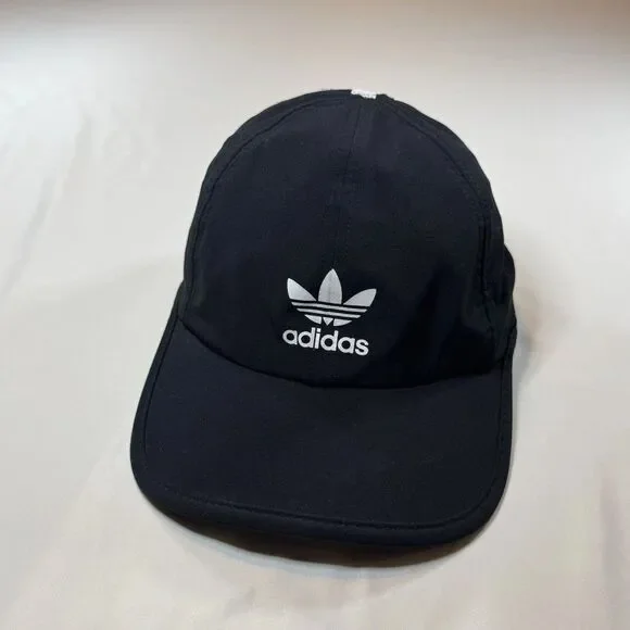 Adidas Originals Trefoil Black Reflective Running Hat Cap Adjustable 3 Stripes