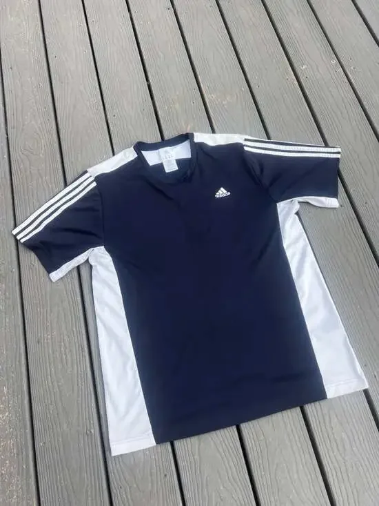 Early 2000s Adidas Climalite Three-Stripe Contrast Panel Training T-Shirt