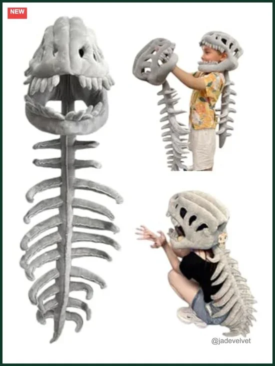 Spinosaurus Dinosaur Skeleton Costume Set – 3D Skull Headpiece & Spine for