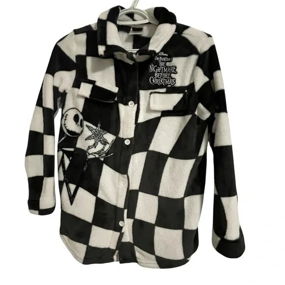 Disney Kids Nightmare Before Christmas Checkered Jacket - Black and White - XL