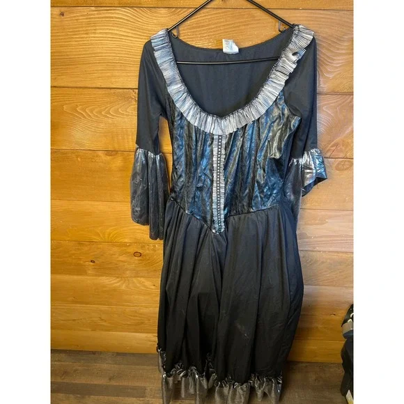 Evil Court by Disguise Halloween Costume Dress Black Silver Sz 12-14 Party Event