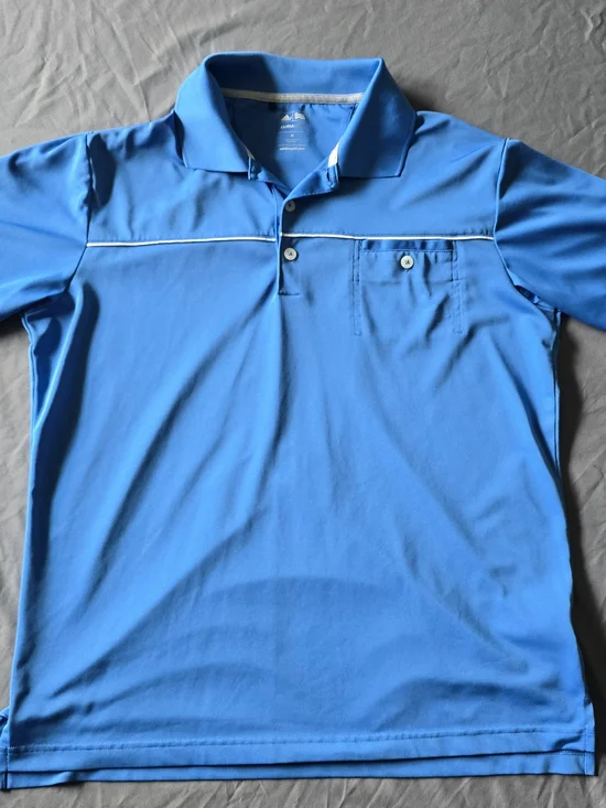 Adidas Climalite Men's Golf Polo Blue Chest Stripe Pocket