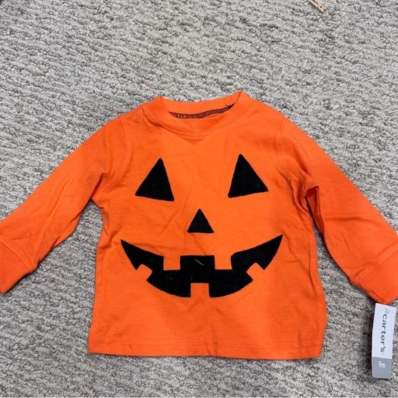 Carter's Orange Long-Sleeve Pumpkin Face Tee