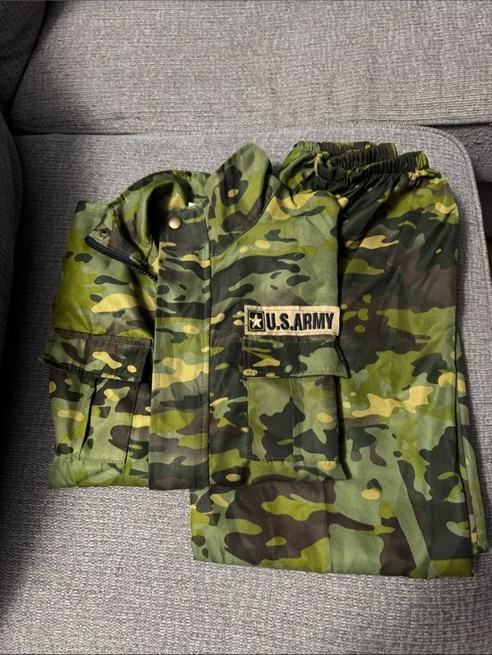 U.S. Army Green and Brown Woodland Camo Jacket & Pants Halloween Costume