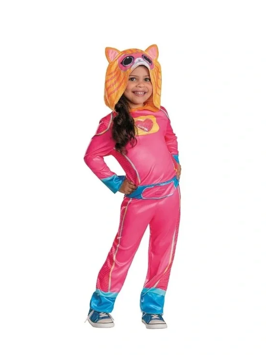NWT Disney Super Kitties Ginny Toddler 2T Costume Hooded Cat Ears Pink Jumpsuit