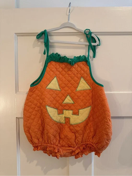 The Beaufort Bonnet Company Orange Pumpkin Bubble Costume with Green Trim