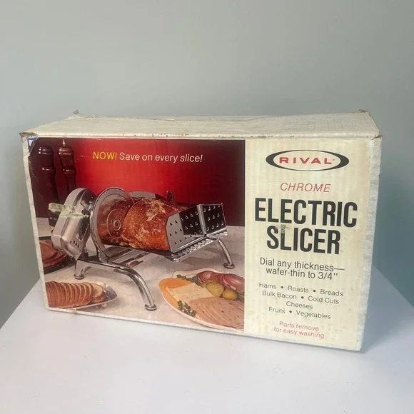 Rival Electric Food Slicer 1101E Chrome Vintage Deli Meat Slicer USA Made TESTED